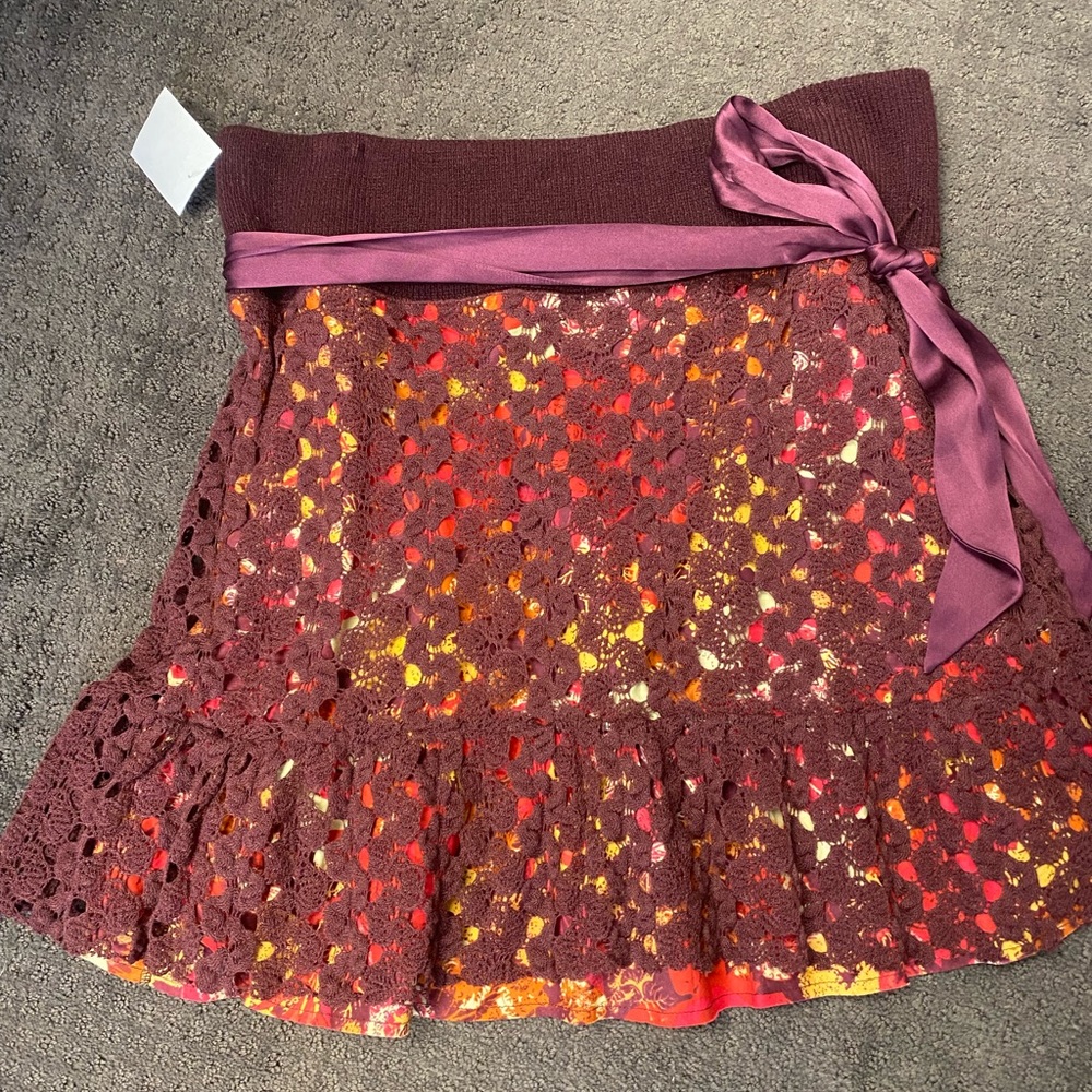 Free People Crochet Mini Skirt
